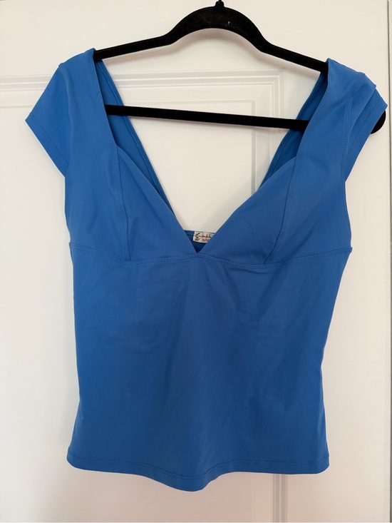 Free People Tops - Free People Bright Blue V-Neck Cap Sleeve Tank